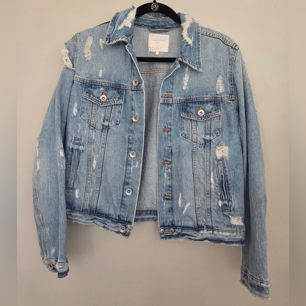 Zara Light Blue Distressed Jean Jacket